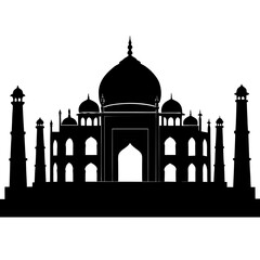 A taj mahal silhouette on white background