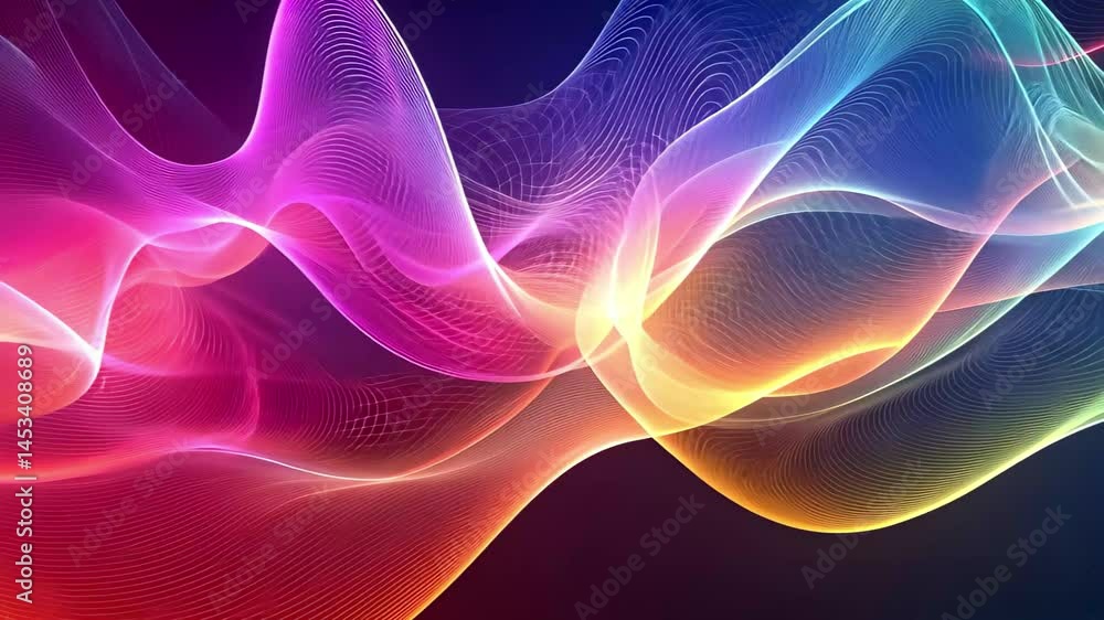 Poster colorful holographic liquid waves create a mesmerizing motion pattern in vivid hues, colorful hologr