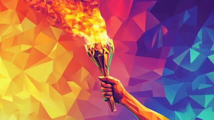 Triumphant Torch: A Low-Poly Masterpiece