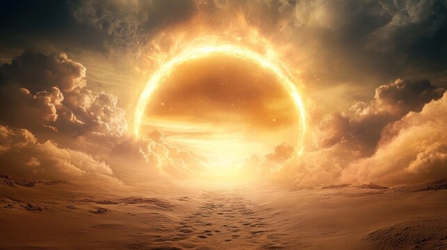 Desert path to glowing ring