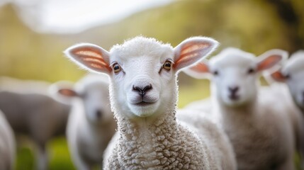 Obraz premium Curious Lamb Looking at the Camera