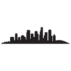 Fototapeta premium Seattle skyline horizontal banner. Vector Black silhouettes. with white background of Los Angeles, California. Vector template for your design.