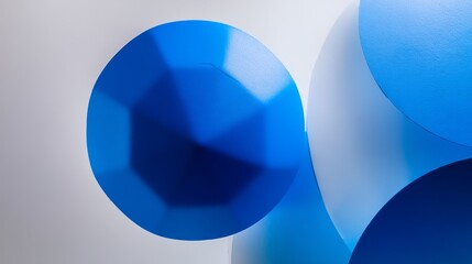 Naklejka premium Abstract blue geometric shapes on clean background, modern design concept, soft overhead lighting, f/5.6, minimal and professional 