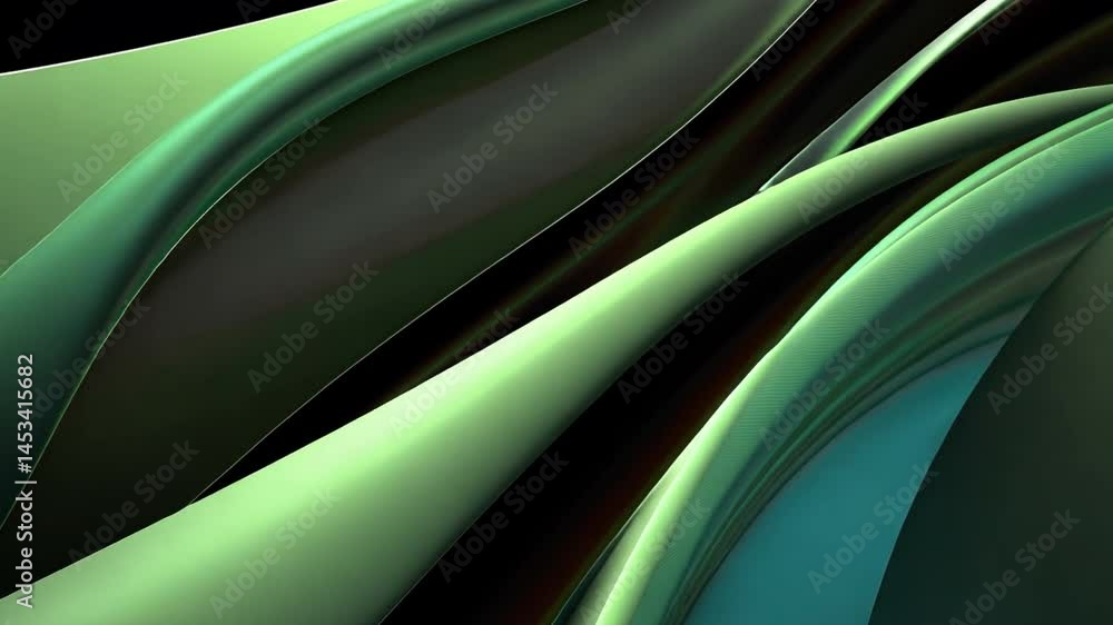 Poster serene smooth flowing abstract waves in green and teal modern design with gentle curves for tranquil