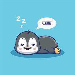 Fototapeta premium Illustration vector grapich of sleeping penguin perfect for character design 