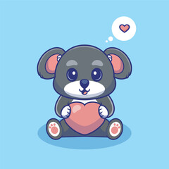 Illustration vector grapich of a koala holding a heart perfect for character design 
