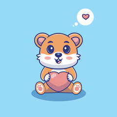 Illustration vector grapich of a hamster holding a heart perfect for character design 