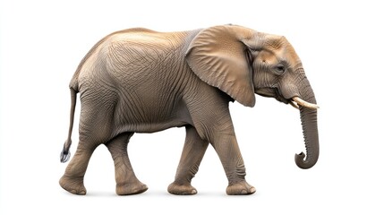 Obraz premium African Elephant Walking on White Background