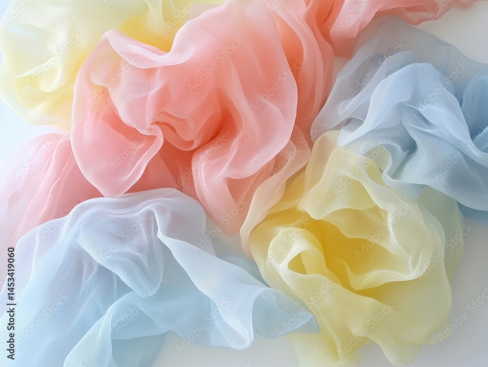 Poster pastel fabric waves in soft light gentle texture of sheer material delicate colors abstract backgrou