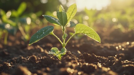 Sunrise Sprout: A Young Plant Emerging from the Soil
