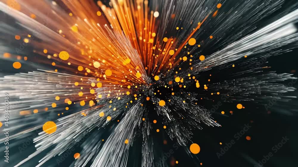 Poster Highdefinition abstract fireworks display with vibrant colors and dynamic patterns in dark background, High-definition abstract fireworks video 3d render, HDp