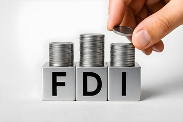 fdi investment foreign direct investment coins money finance economy growth business profit capital funding savings banking international trade hand stack success financial planning concept