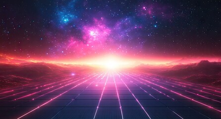Obraz premium Futuristic, digital highway through the cosmos.