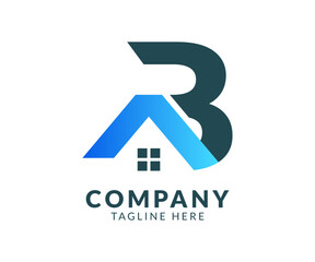 B Letter House Logo for Real Estate Company