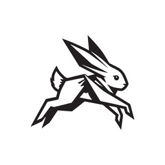 Origami Rabbit Logo – Minimalist Black and White Geometric Bunny Design