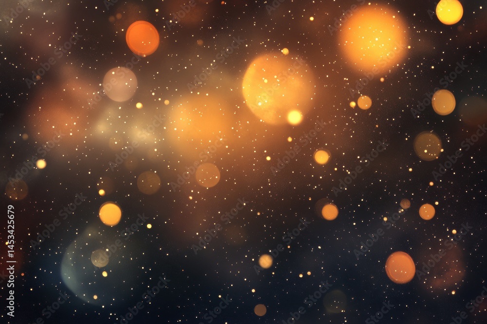 Aufkleber golden light bokeh overlay on dark background for festive and magical atmosphere design resource