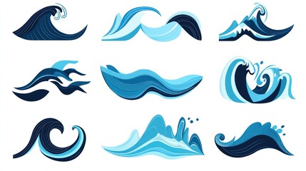 Obraz premium Ocean Wave Illustrations Collection
