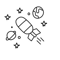 space rocket line illustration