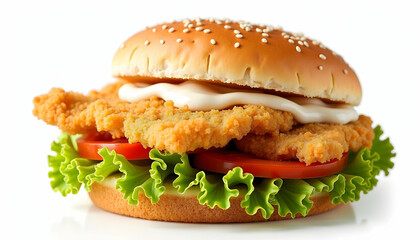 Crispy Chicken Burger with Fresh Crisp Lettuce and Toasted Bun