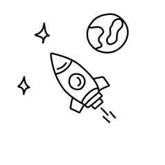 space rocket line illustration