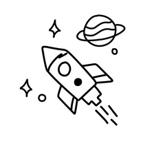 space rocket line illustration