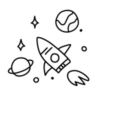 space rocket line illustration