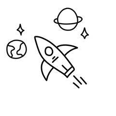 space rocket line illustration