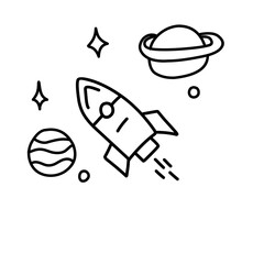 space rocket line illustration