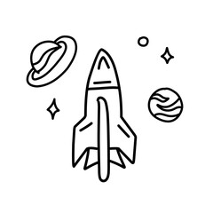 space rocket line illustration