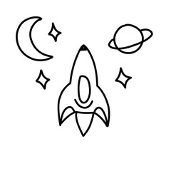 space rocket line illustration
