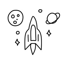 space rocket line illustration