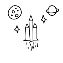 space rocket line illustration