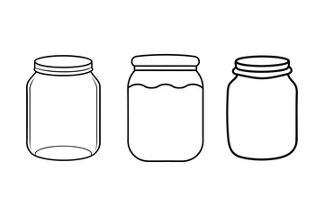 Jar line art vector  illustration, Jam jar silhouette vector 