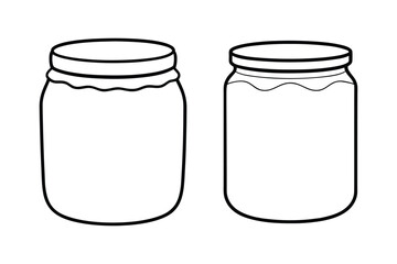 Jar line art vector  illustration, Jam jar silhouette vector 