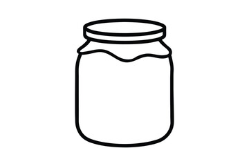 Jar line art vector  illustration, Jam jar silhouette vector 