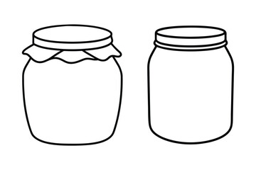 Jar line art vector  illustration, Jam jar silhouette vector 