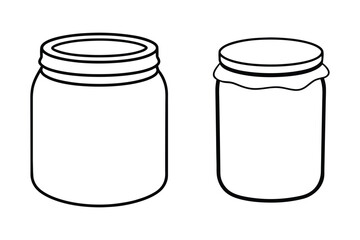Jar line art vector  illustration, Jam jar silhouette vector 
