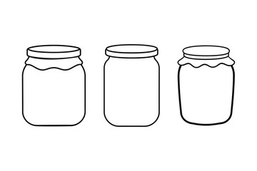 Jar line art vector  illustration, Jam jar silhouette vector 