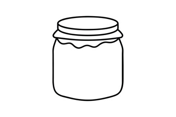 Jar line art vector  illustration, Jam jar silhouette vector 