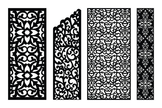 Set Of Decorative Laser Cut Panels With Floral And Ornamental Pattern