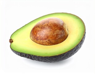 Ripe Halved Avocado on White Background