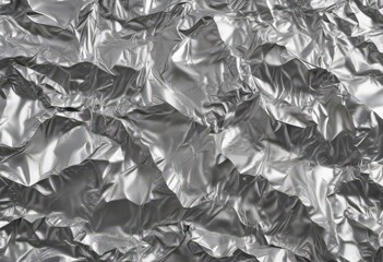 Shimmering silver foil, crumpled texture  Highly reflective metallic surface ,  minimalist,  backdrop,  shiny