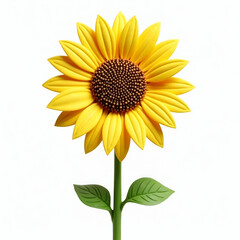 Fototapeta premium Sunflower 3D rendering perfectly isolated on a white background with vibrant yellow petals and detailed textures 