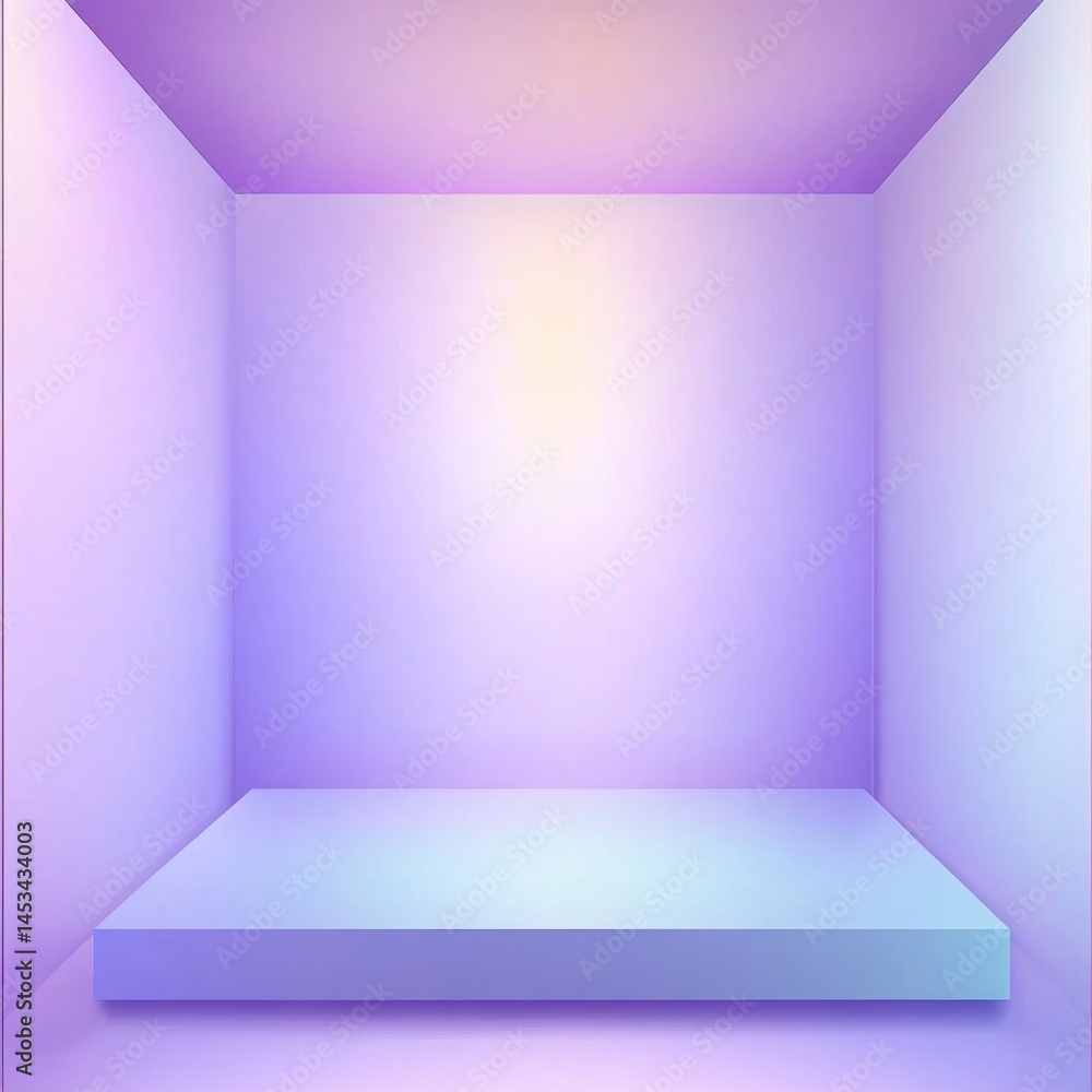 Poster minimalist purple room with platform for product display or presentation backdrop scene