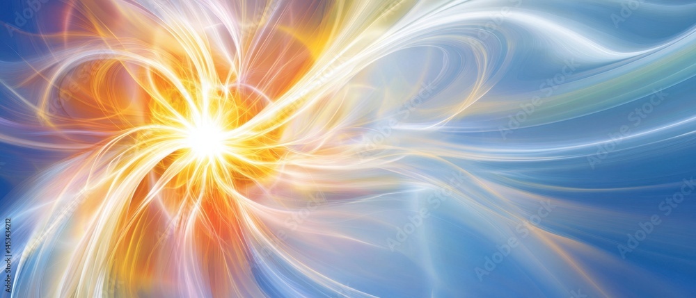 Poster abstract energy burst with flowing light streams and dynamic color gradients for modern design