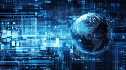 Obraz premium Digital world connection, futuristic technology concept background.