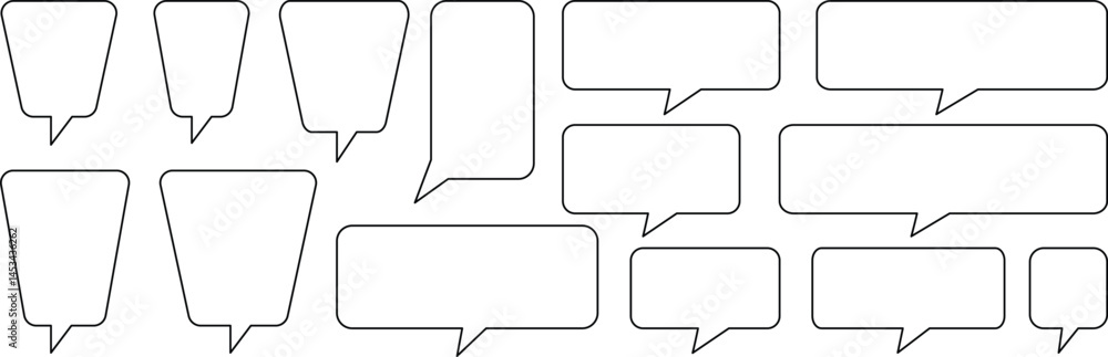 Poster speech bubble line art icon. blank speech bubble collection. speak bubble text set, message box , ch