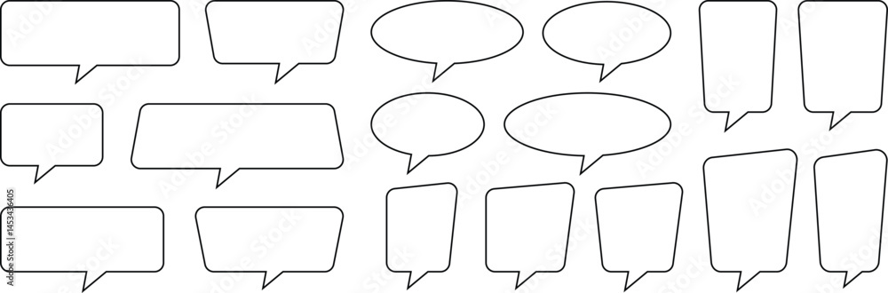 Poster speech bubble line art icon. blank speech bubble collection. speak bubble text set, message box , ch