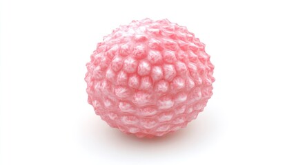 Close up of a single fresh lychee fruit on white background.