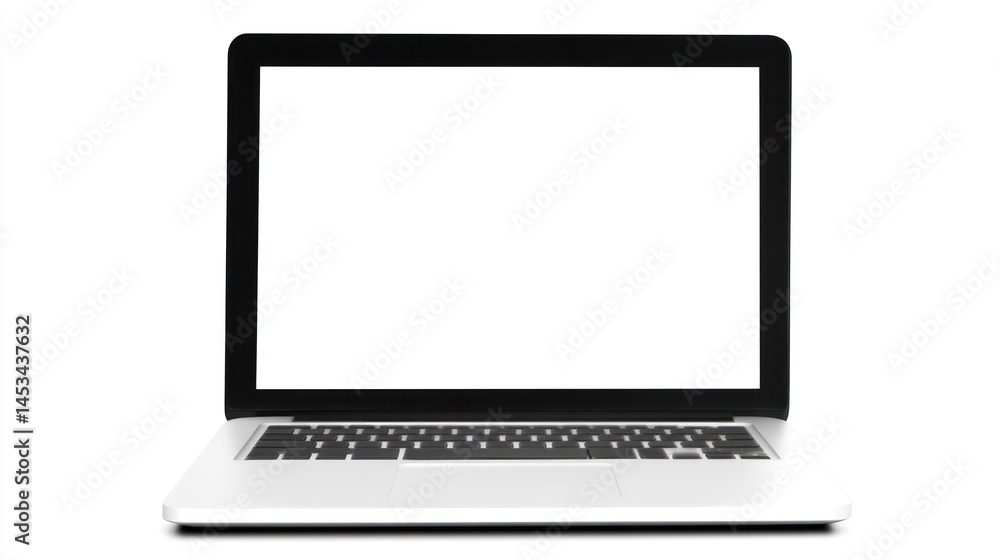 Poster laptop with a blank screen, ready for your custom image or text.